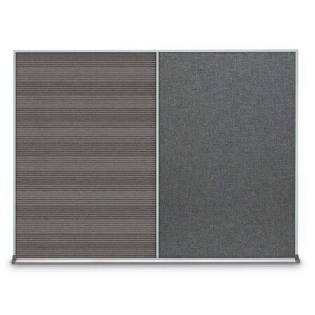 United Visual Products Triple Door Radius Corkboard, 72"X36", W UV8005-WHITE-PUMICE